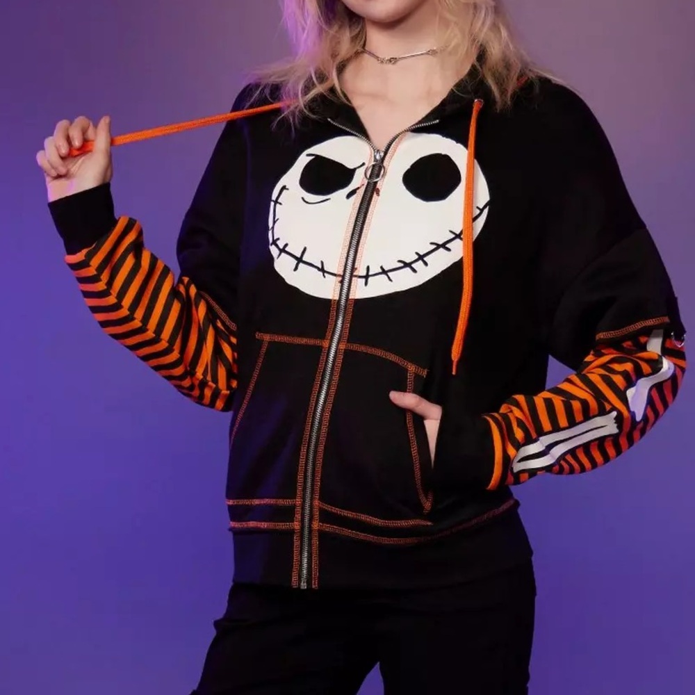 Disney Nightmare Before Christmas Jack Stripe Twofer Hoodie‎ Hot Topic